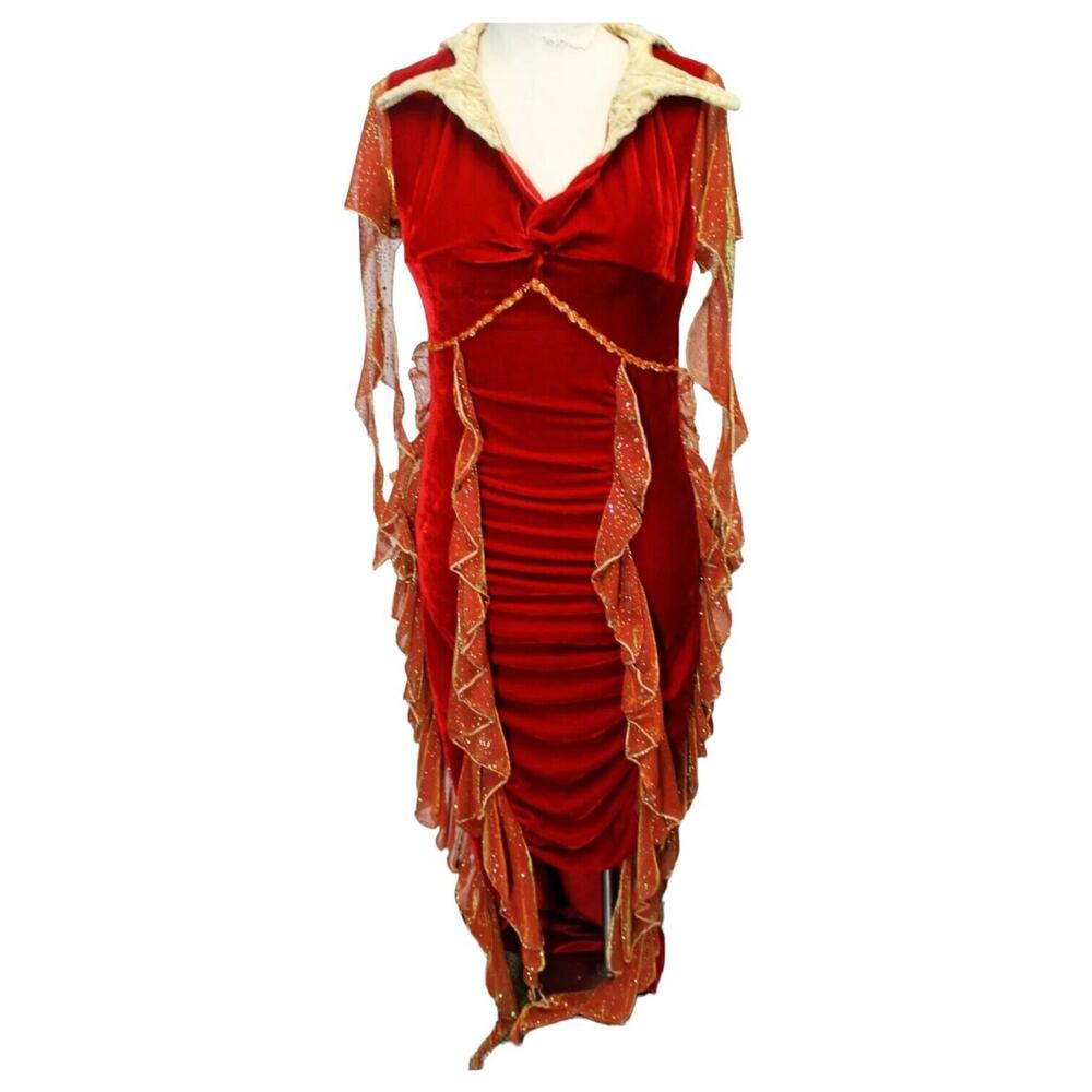 Cirque Du Soleil Diabla Costume Evil Red Gold Flame Queen Disguise SZ S